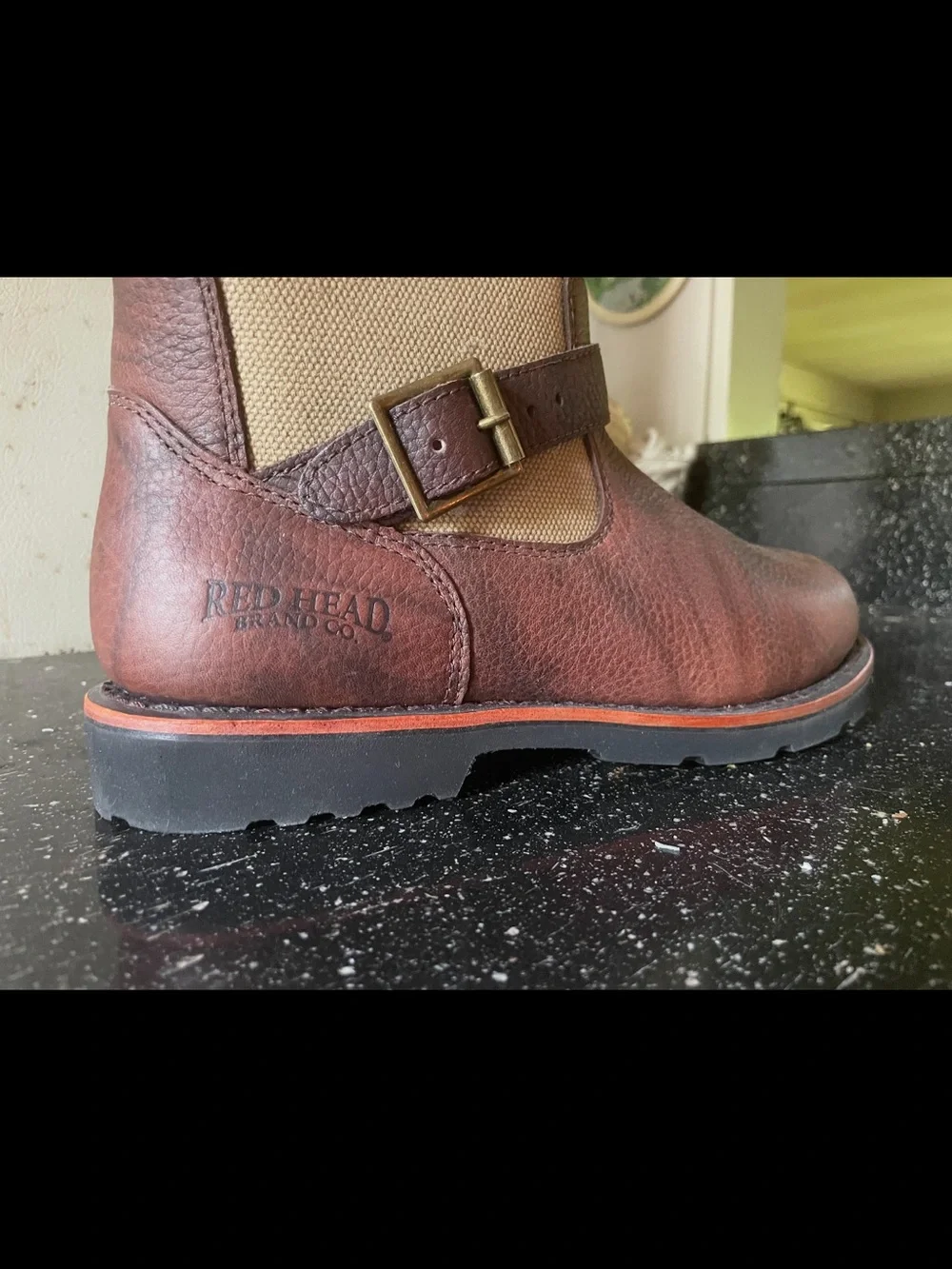 RedHead Brown Leather and Tan Canvas Tall Riding Boots